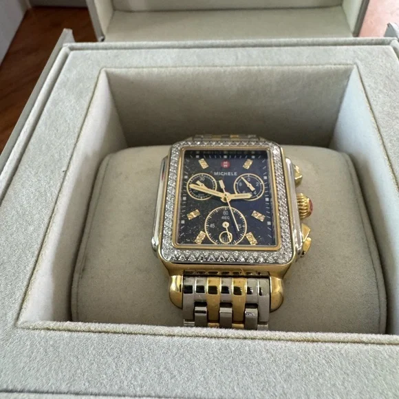 MICHELE Deco Diamond Chronograph Watch Head & Bracelet, 33mm - Picture 8 of 16